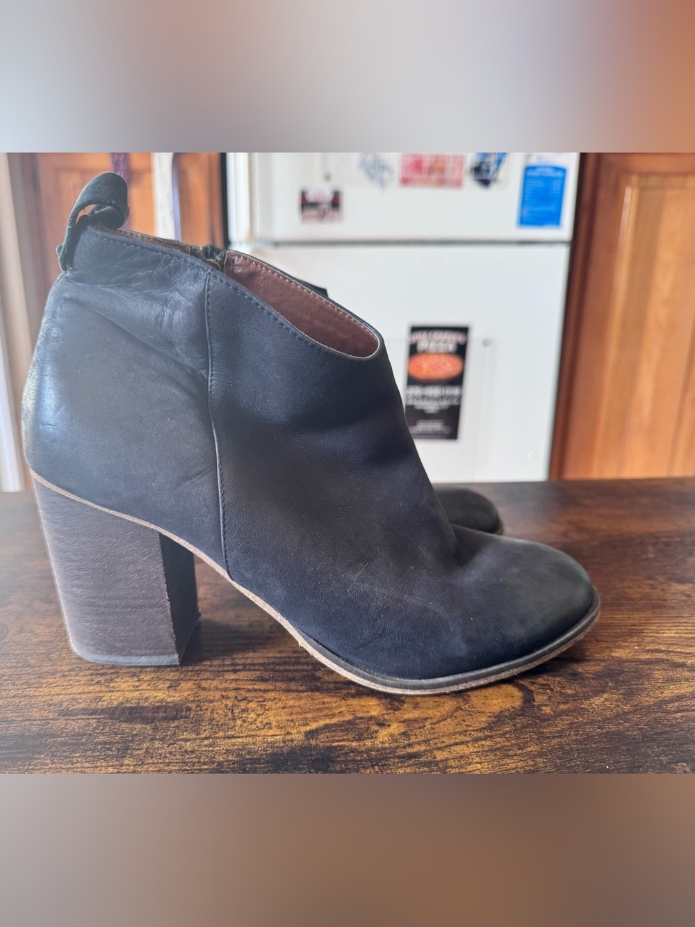 BP. Black Leather Block Heel Ankle Booties Size 10.5M